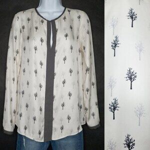 3 for $30! SALE Trucco Vintage Printed Trees Lightweight Keyhole Romantic Blouse